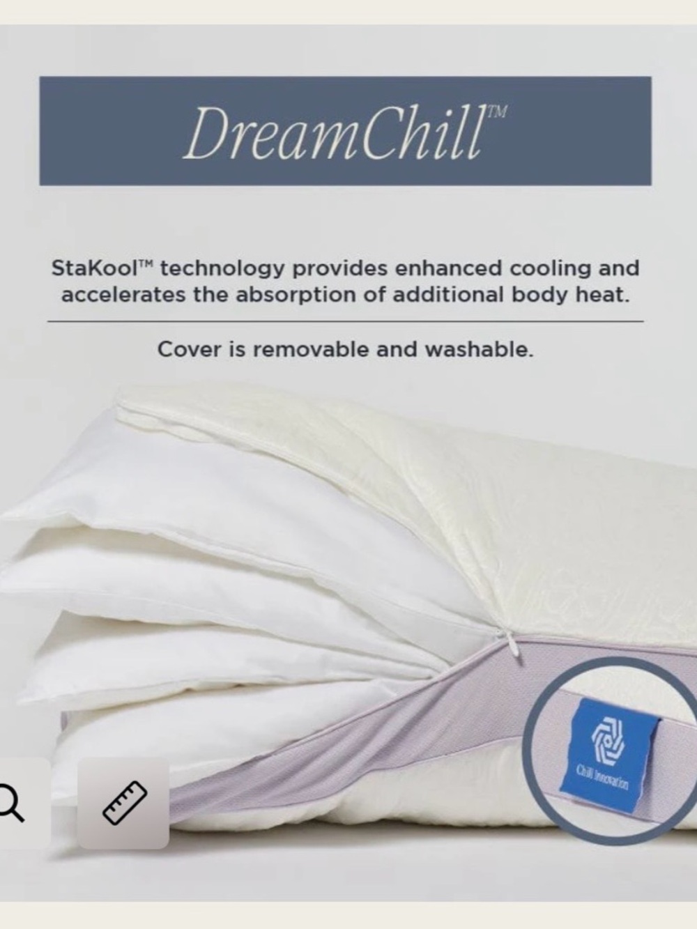 NEW DreamFit DreamChill Adjustable Quattro Pillow Four Inserts & Washable Cover